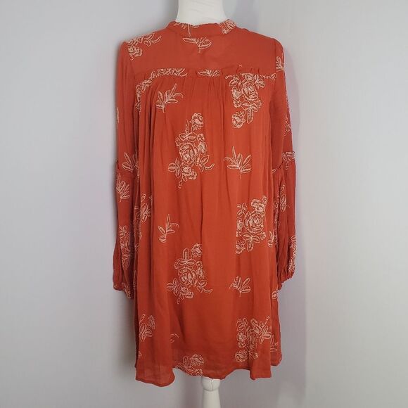 Lulu's Rust Colored Floral Embroidered Mini Dress, Size Small - Picture 1 of 9
